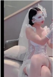 女神Lisa穿着婚纱展现超S的女神魅力，丝袜高跟的反差，1V-665M